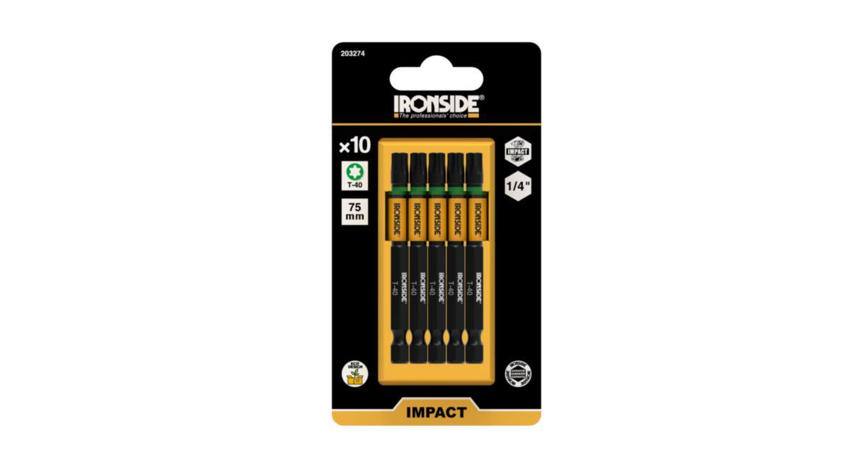 Kraftbits Ironside Torx 10pk - Kraftbits Impact TX40 lange Ironside 75mm 10pk 203274