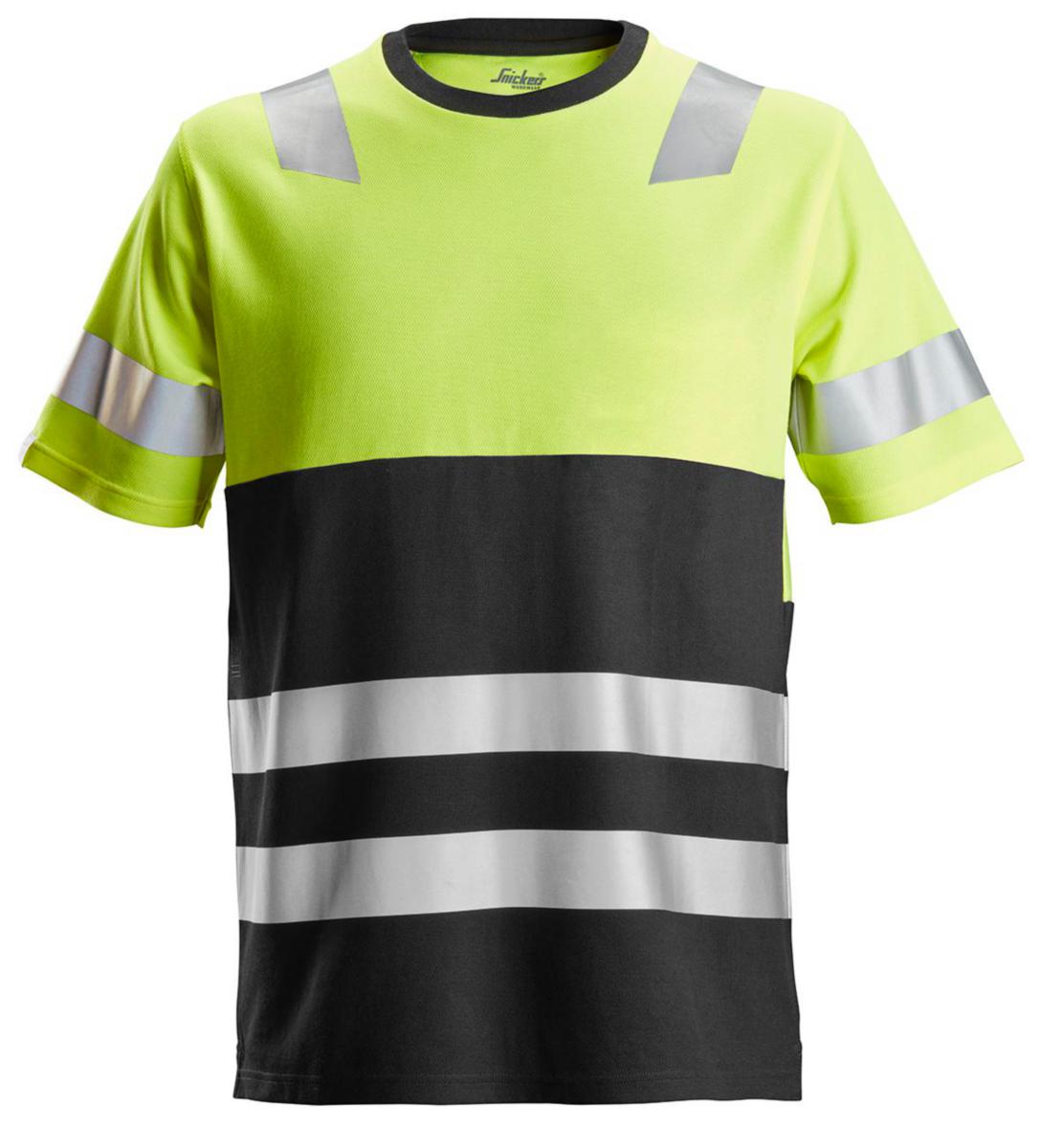 T-skjorte Snickers® 2534 HiVis kl.1 - T-skjorte Snickers 2534 HiVis gul/svart kl. 1 str L