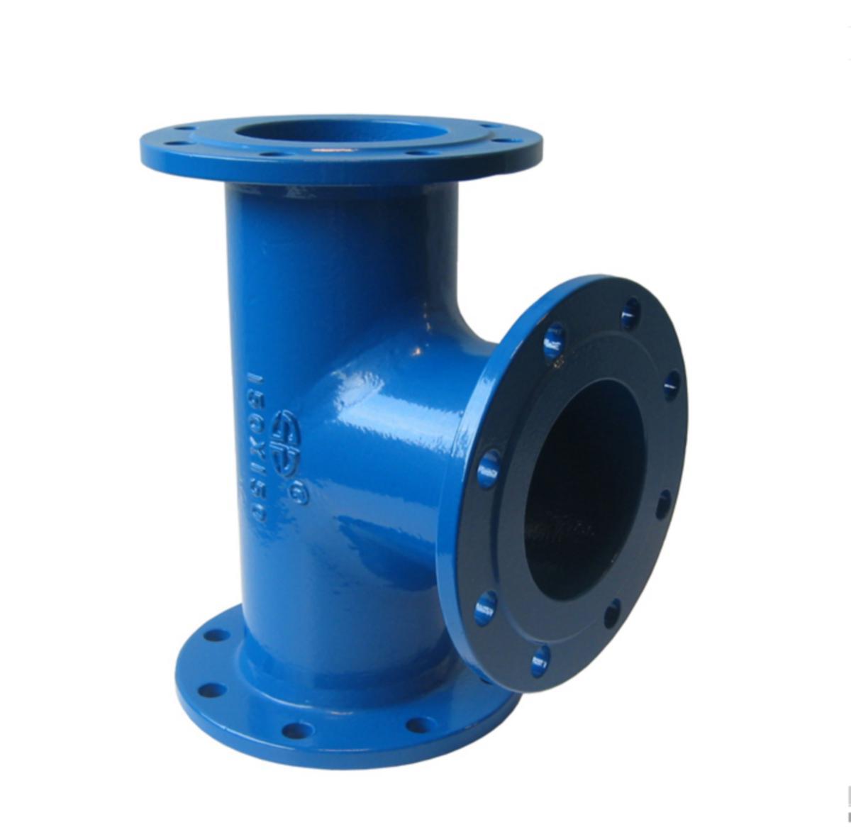 Flense T-rør PN10 Duktilt Ulefos - DN 150 x 150 flense T-rør Blå epoxy PN10/16