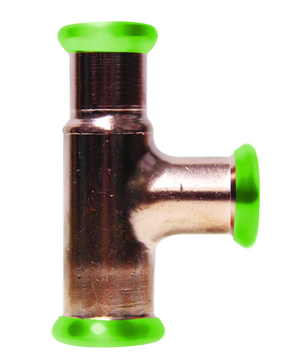 35 x 28 x 35mm kobber t-rør a-press - t-rør redusert kobb...