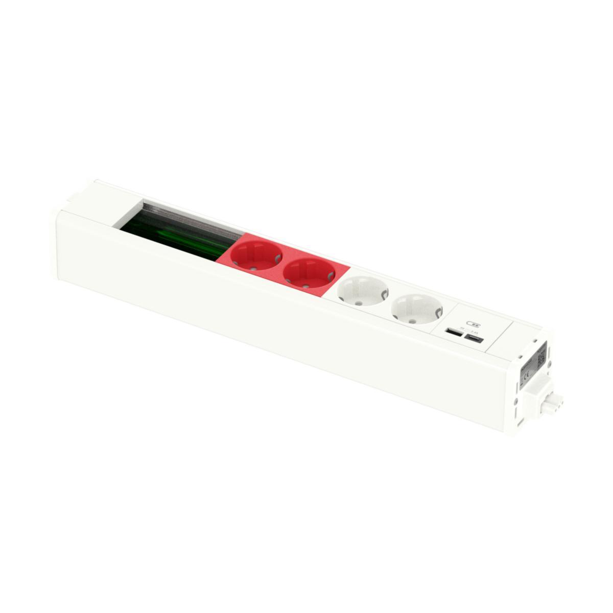 Modul 2hvit 2rød+USB Schneider - Modul 2hv 2rød kraft+USB-A+C m 