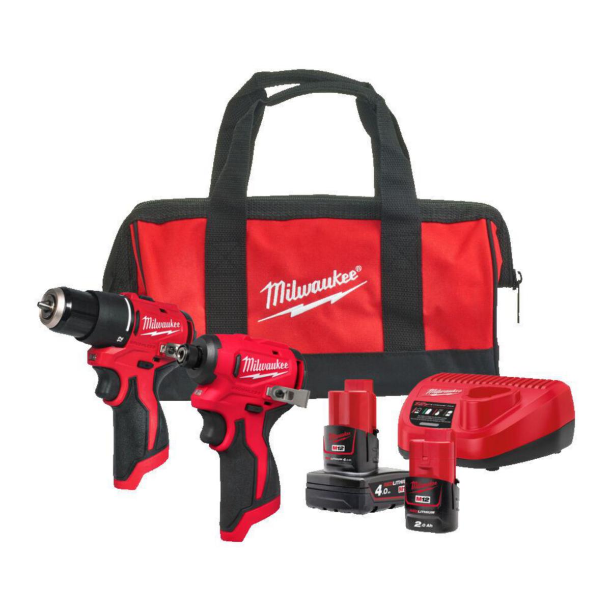 Kombipakke Milwaukee M12 BLPP2B-422B - Kombipakke M12 BLPP2B-422B Milwaukee 12V