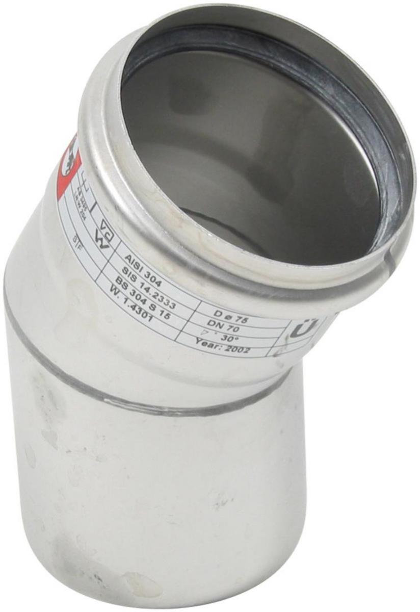 Bend 30°, AISI 316L, Europipe - 75 mm x 30°' Europipe bend AISI 316L