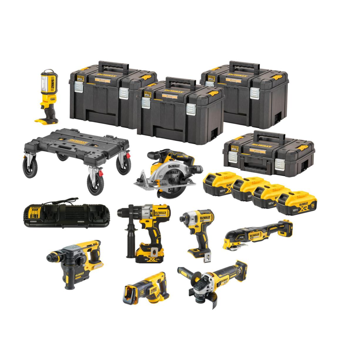 Kompipakke DCK853P4T-QW DeWalt XR 4X5.0Ah 8pk - Kompipakke DCK853P4T-QW DeWalt XR 4X5.0Ah 8pk