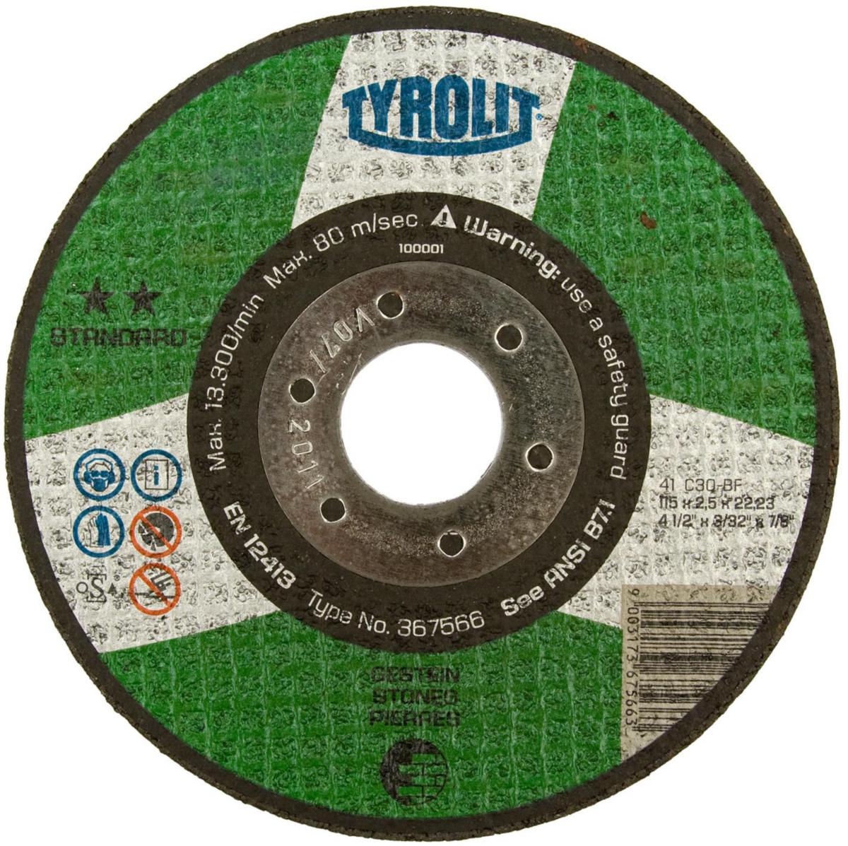 Kappeskive Tyrolit Standard** for betong/stein - Kappeskive Standard C30S-BF Tyrolit Ø230X3.0X22.23mm stein