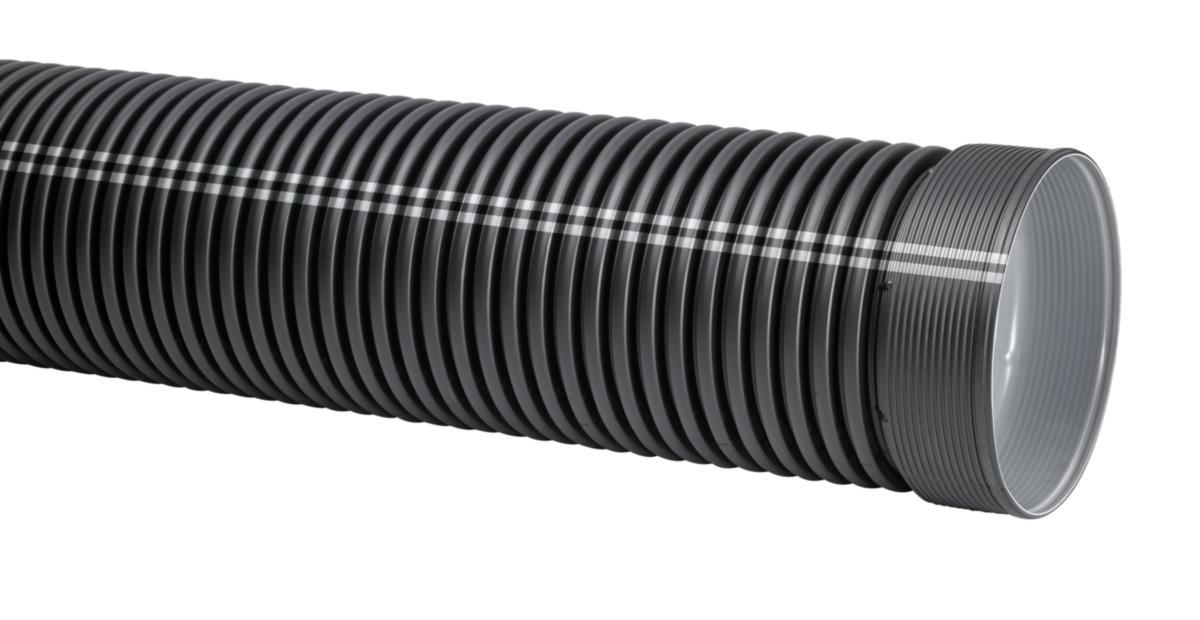 Overvannsrør IQ m/muffe EN 13476, svart, PP Uponor - 338/296 mm IQ overvannsrør m/muffe = 3 mtr