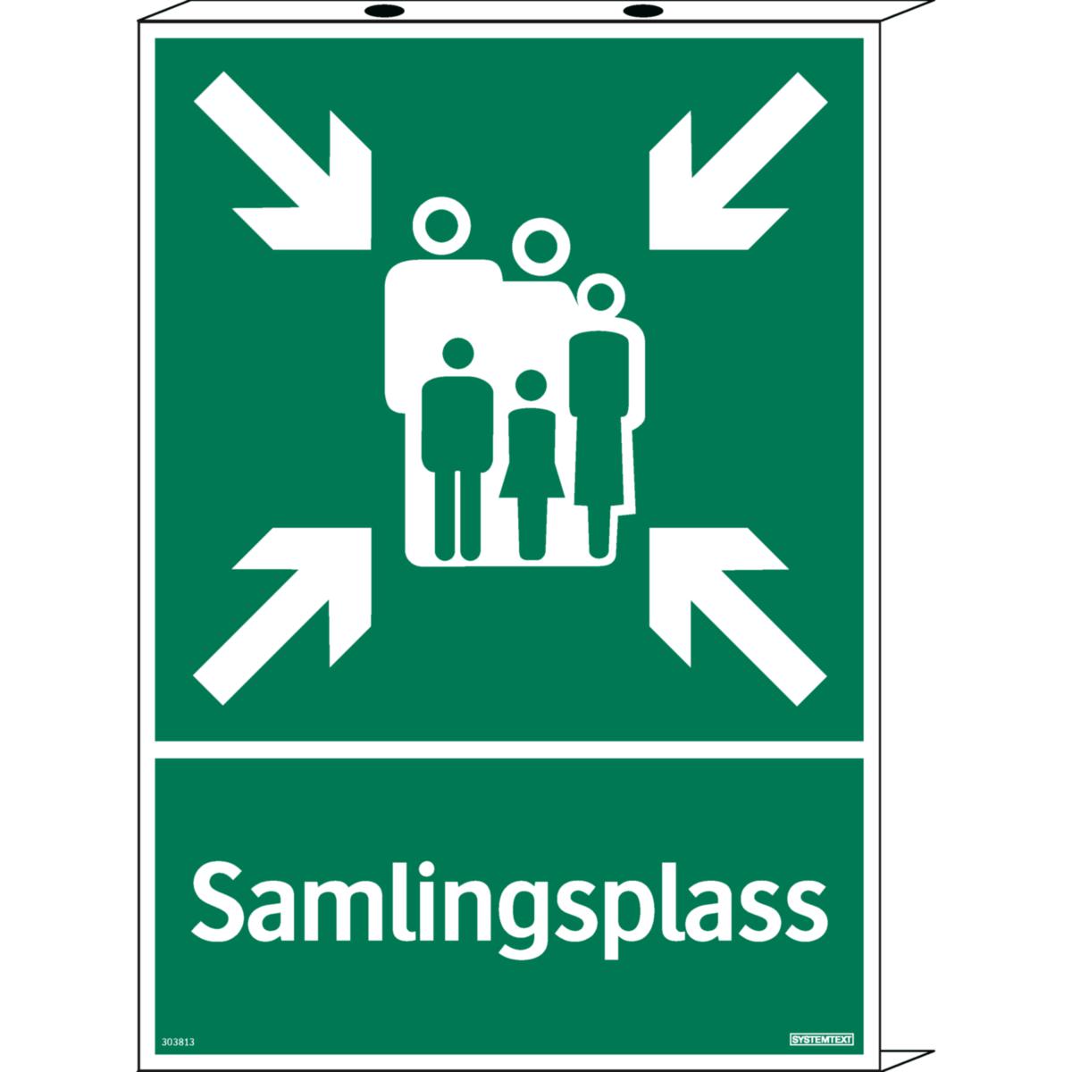 Skilt Systemtext "Samlingsplass" sidebøyd kant - Skilt Samlingsplass kantet Systemtext 297x420mm Alu
