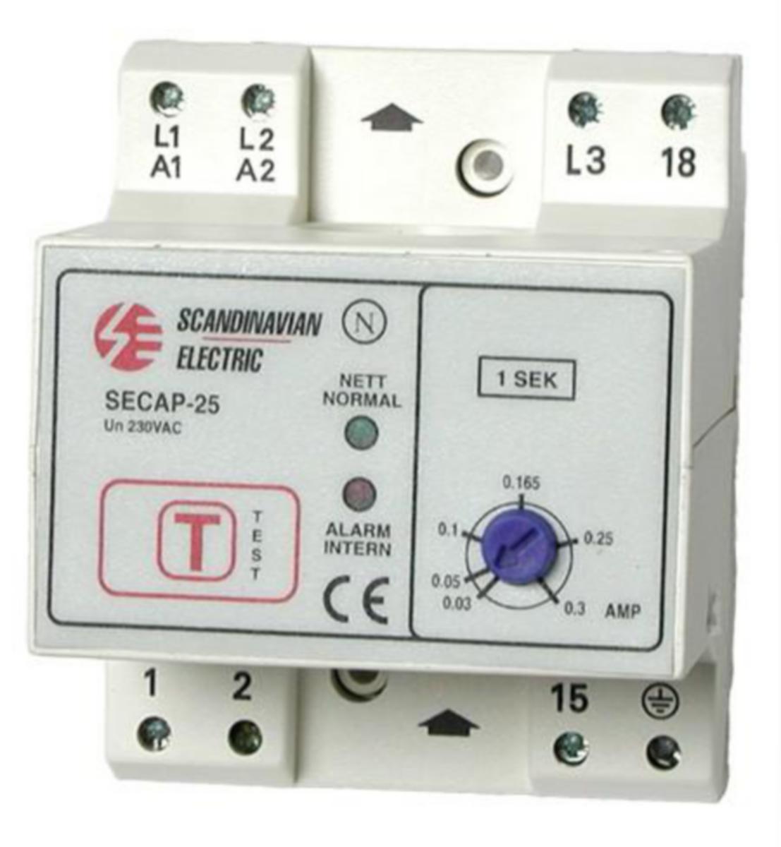 Jordfeilrele Micro Matic/Function - SECAP-25 Fast 30mA/1s uten panel