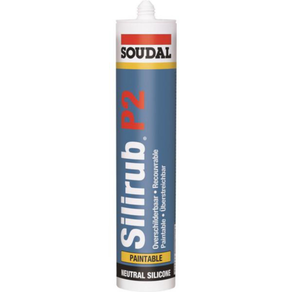 Fugemasse silikon Soudal Silirub P2 - Fugemasse silikon Silirub P2 Soudal 310ml hvit