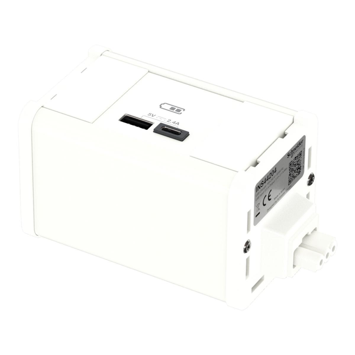 Modul uttaksenhet USB Schneider - Modul uttaksenhet USB A+C hvit