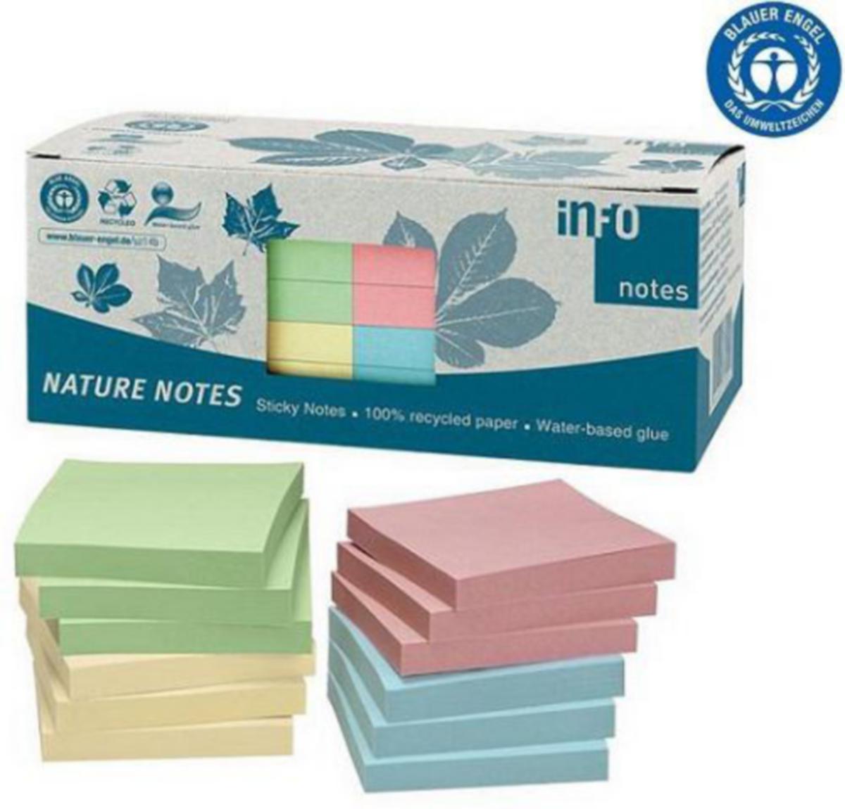 Notatblokk Globalnotes - Notatblokk 75x75mm Resirkulert INFO Assorterte farger (12)