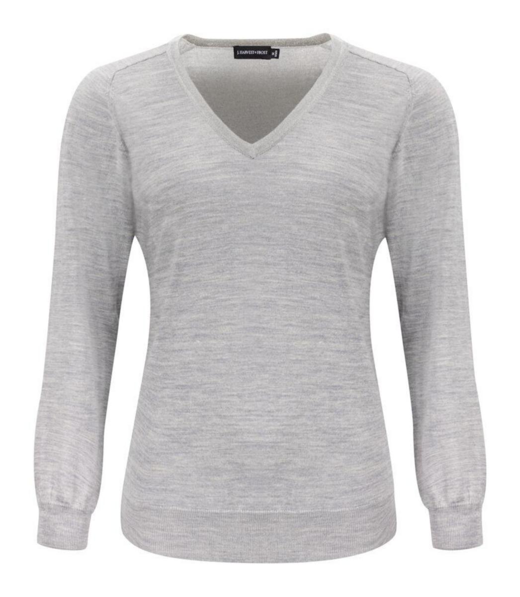 Ullgenser V-hals dame J.H&F Merino - Ullgenser dame V-hals J.H&F Merino lys gråmelert str XS