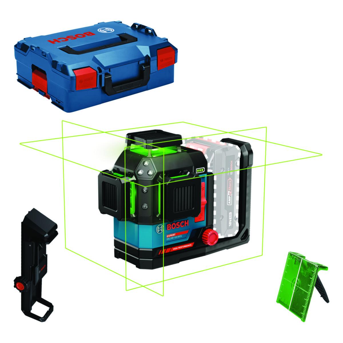 Linjelaser Bosch grønnEXLL18V Solo L-BOXX - Linjelaser Grønn EXLL18V-120-3 Bosch 18V Solo L-BOXX
