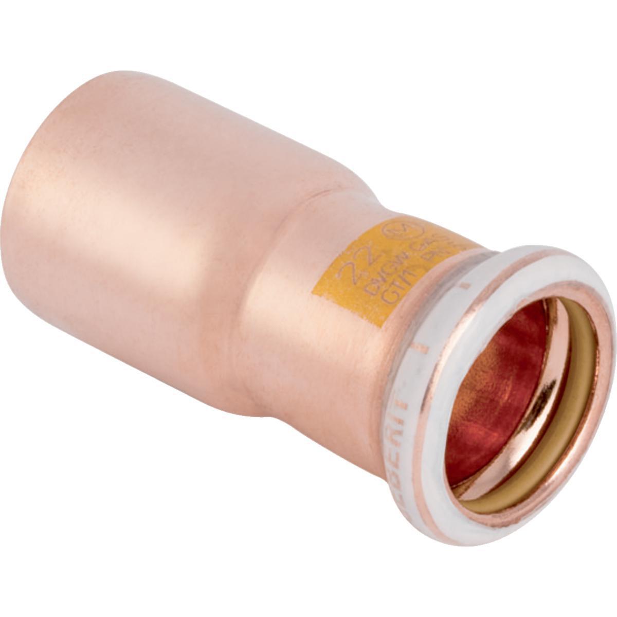 Reduksjon m/nippel kobber gass, Mapress - 22 x 18 mm cu reduksjon Mapress Gass