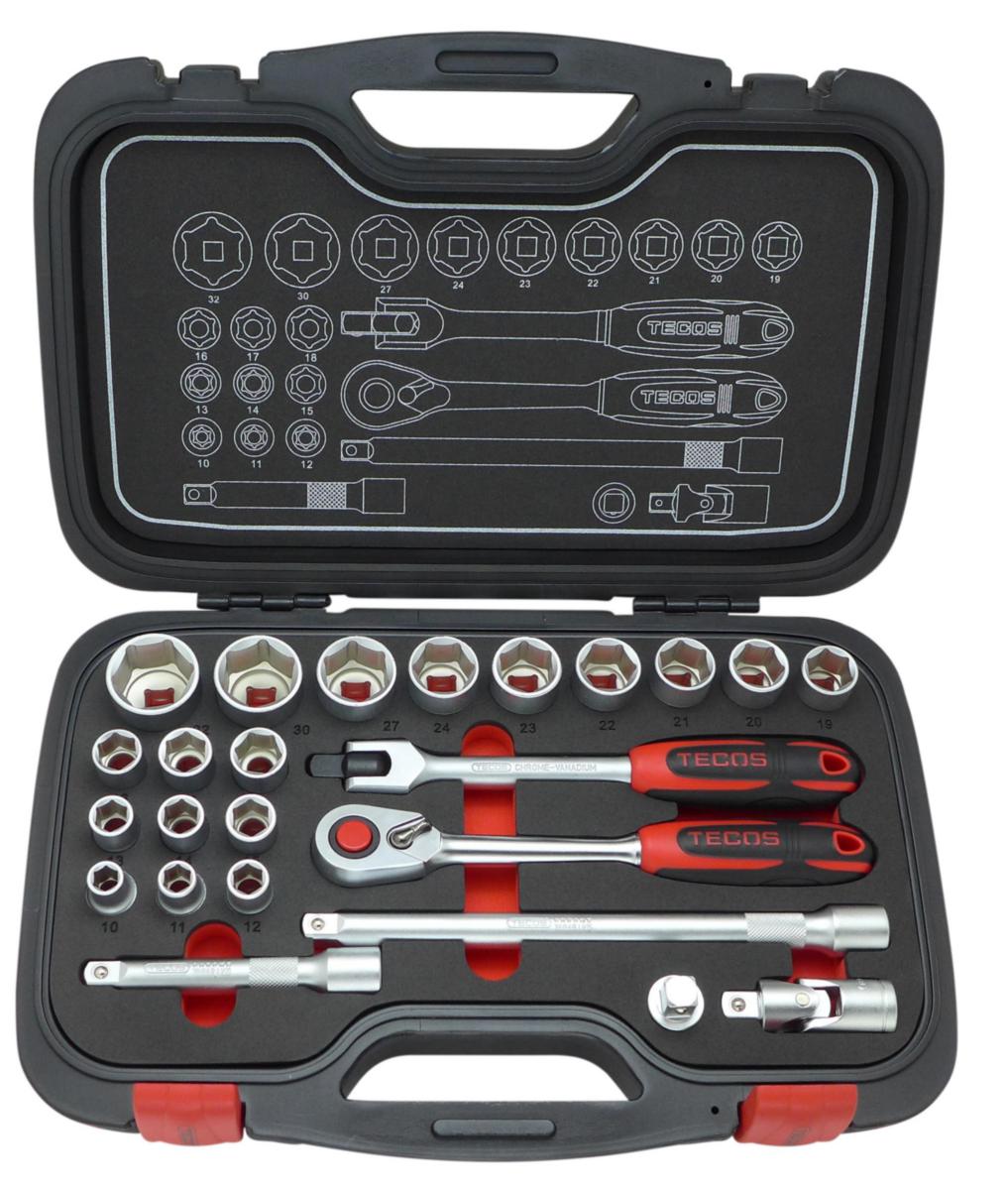 Pipesett Tecos T-2024 - Pipenøkkelsett T-2024 1/2" Tecos 10-32mm m/EVA innlegg