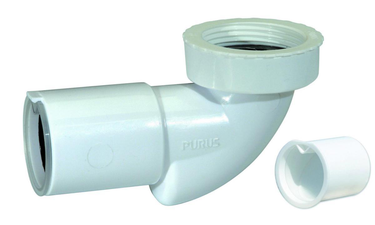 Servantalbue med luktsperre hvit, Purus - 11/2"/11/4" x 40 mm albue servant. med luktsperre