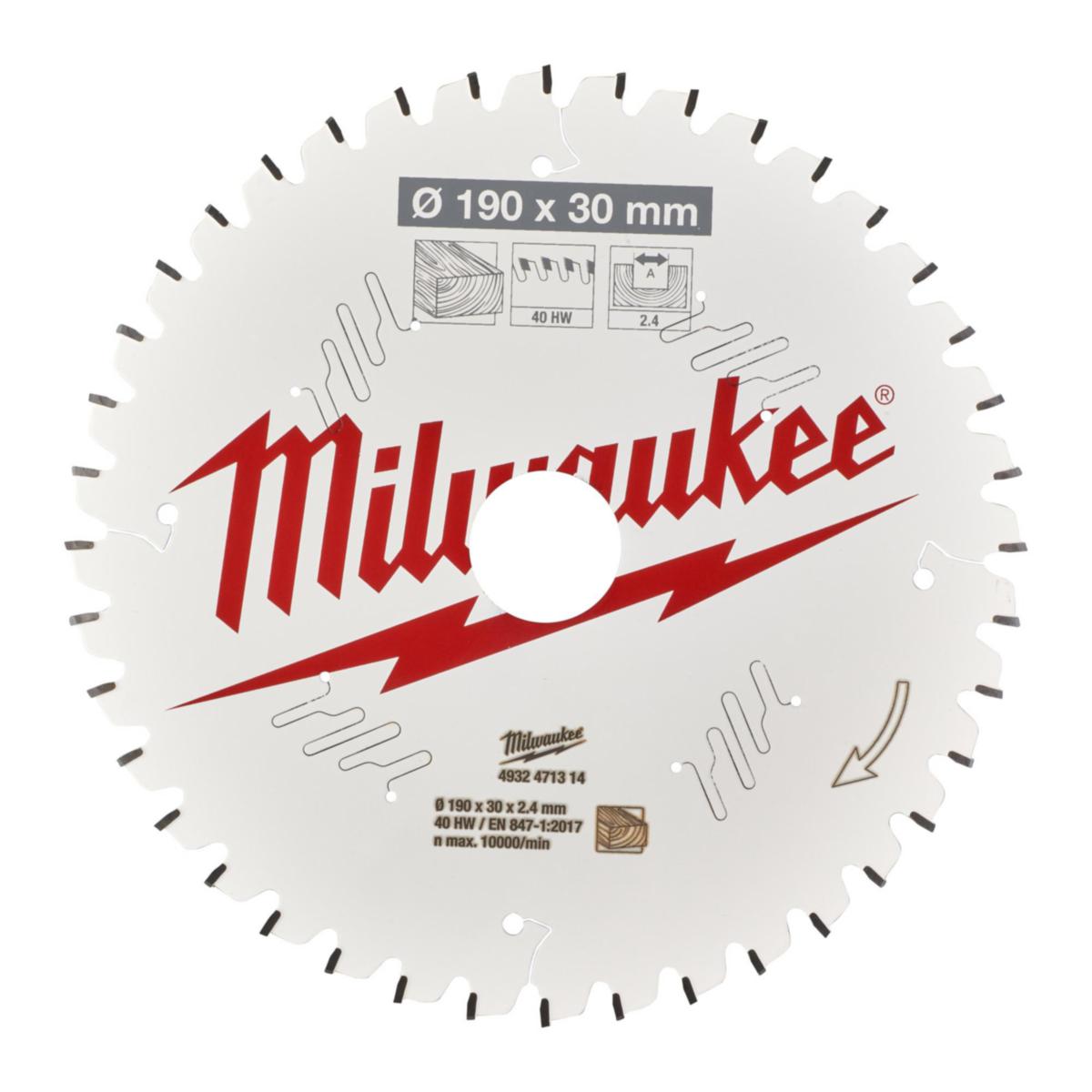 Sirkelsagblad Milwaukee CSB P Tre MS - Sagblad Milwaukee Ø190X30X2,4mm 40T