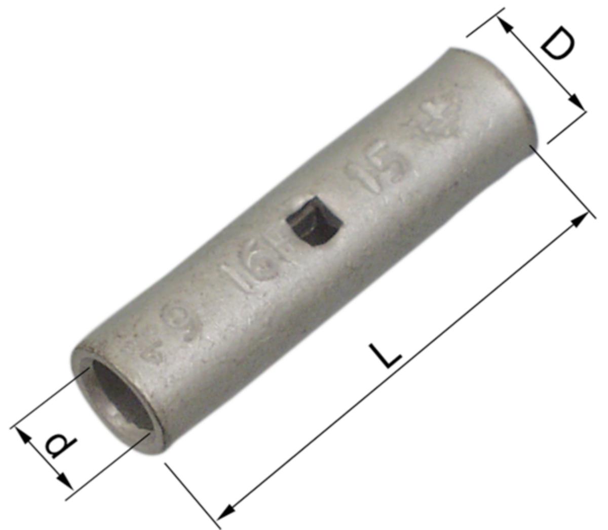 Skjøtehylser Cu Elpress uisolerte - Presshylse uisol.16 mm2 