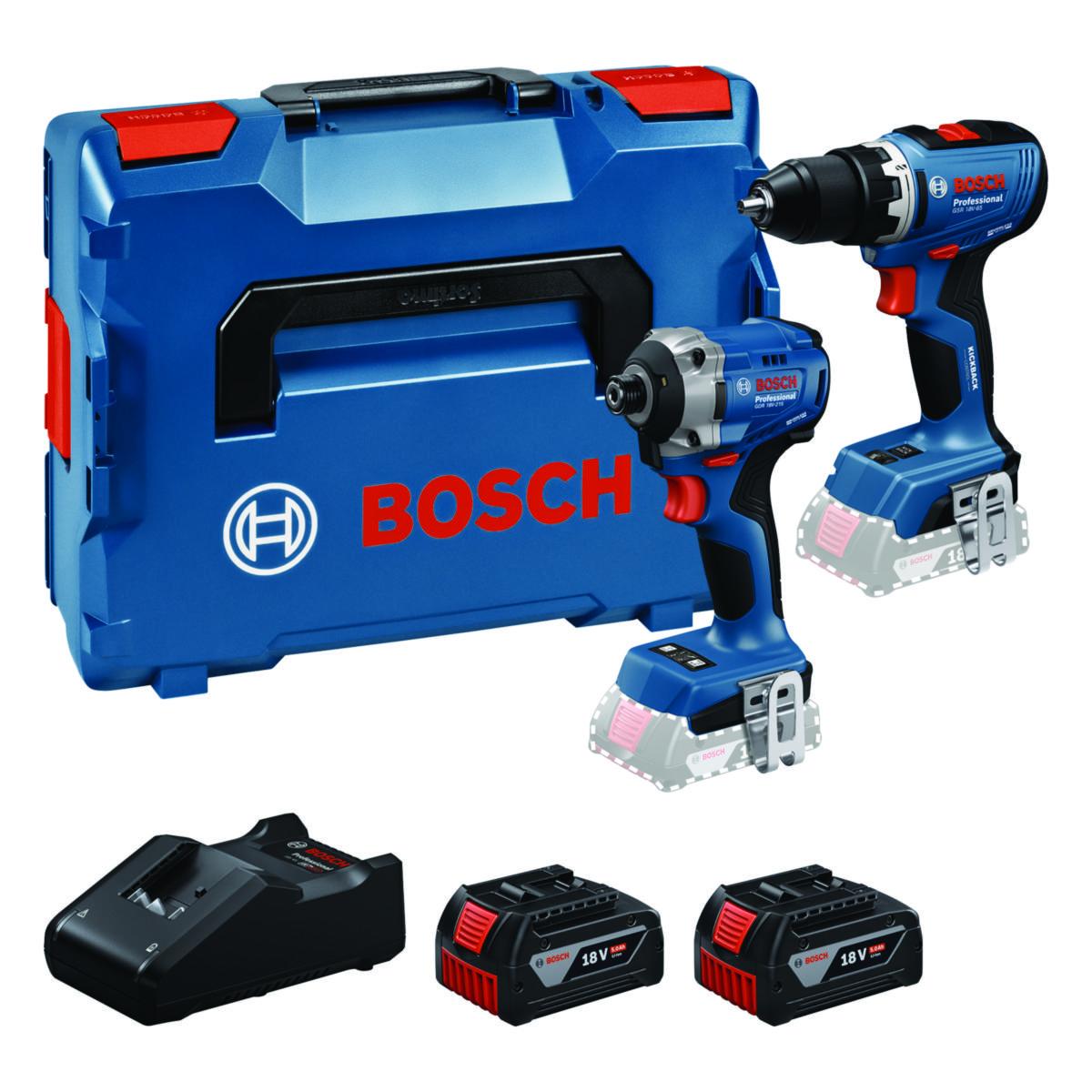 Kombipakke Bosch 18 V GSR/GDR 2x5,0 Ah L-BOXX - Kombipakke GSR/GDR Bosch 18V 2x5Ah m/lader L-BOXX
