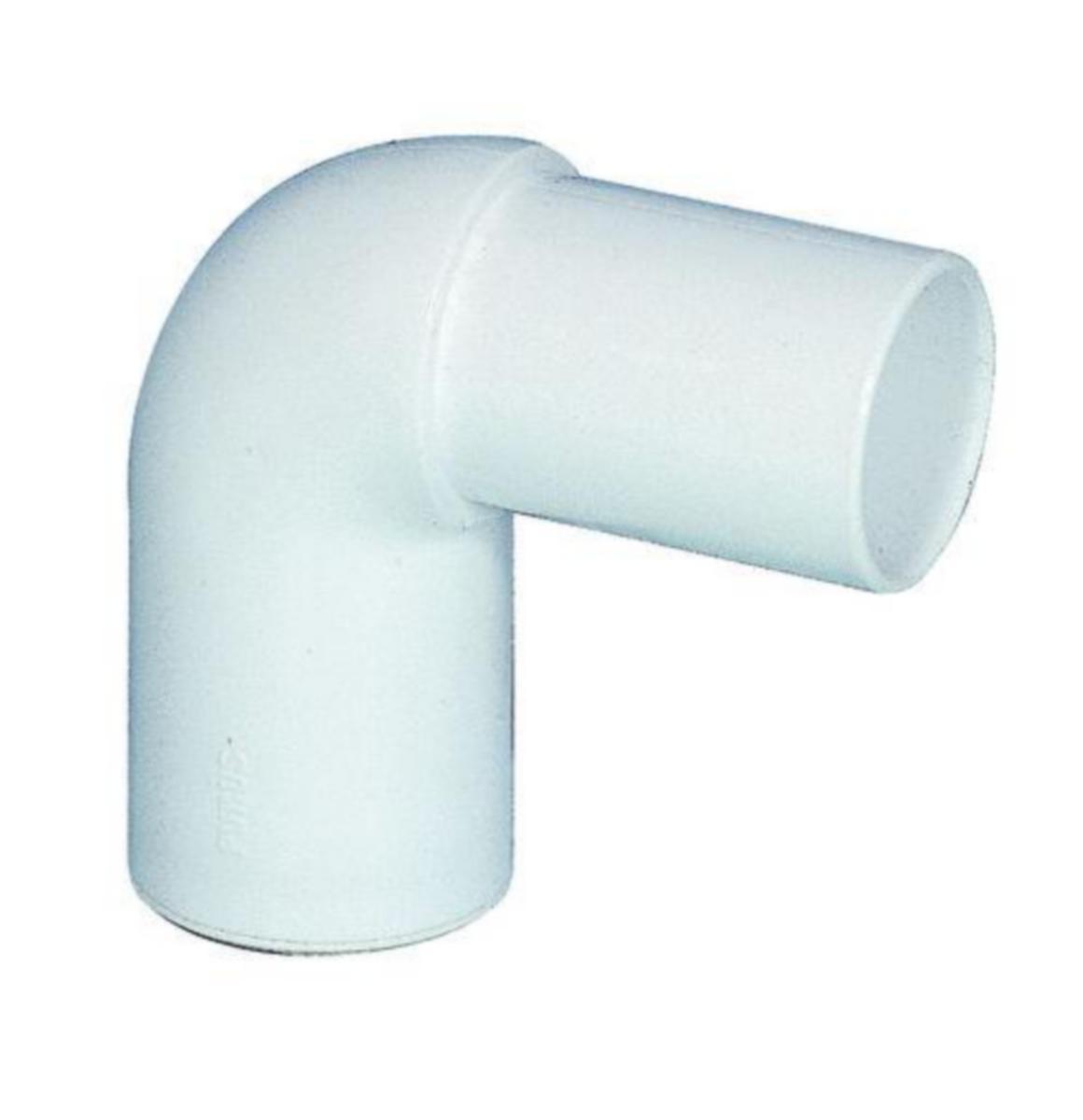 Bend 90°, innstikk spissende PP hvit, Purus - 32 mm x 90° vinkel enkeltmuffe gummitetn. hvit PP