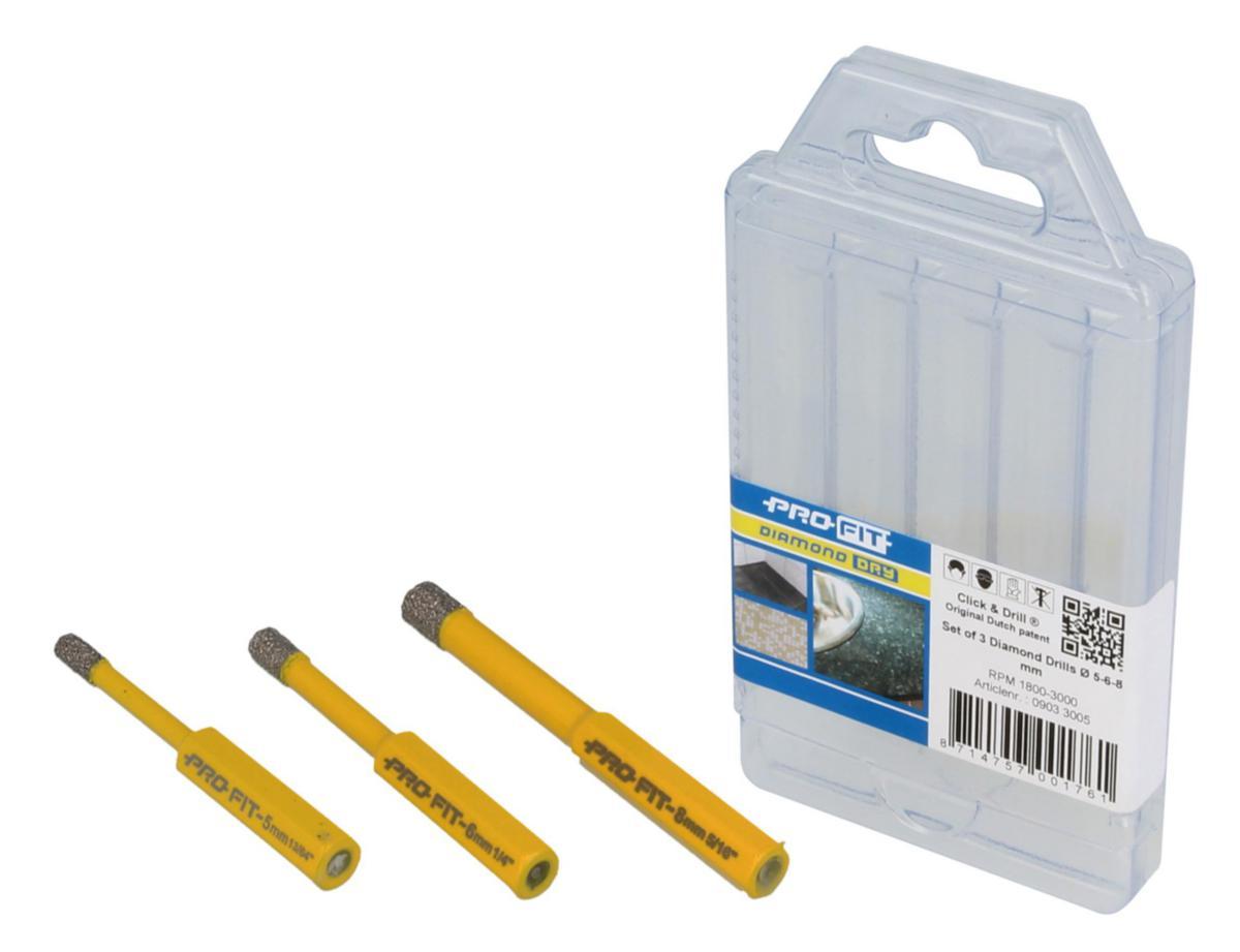 Diamantborsett Pro-Fit - Diamantborsett 3 bor Pro-Fit 5. 6. 8mm