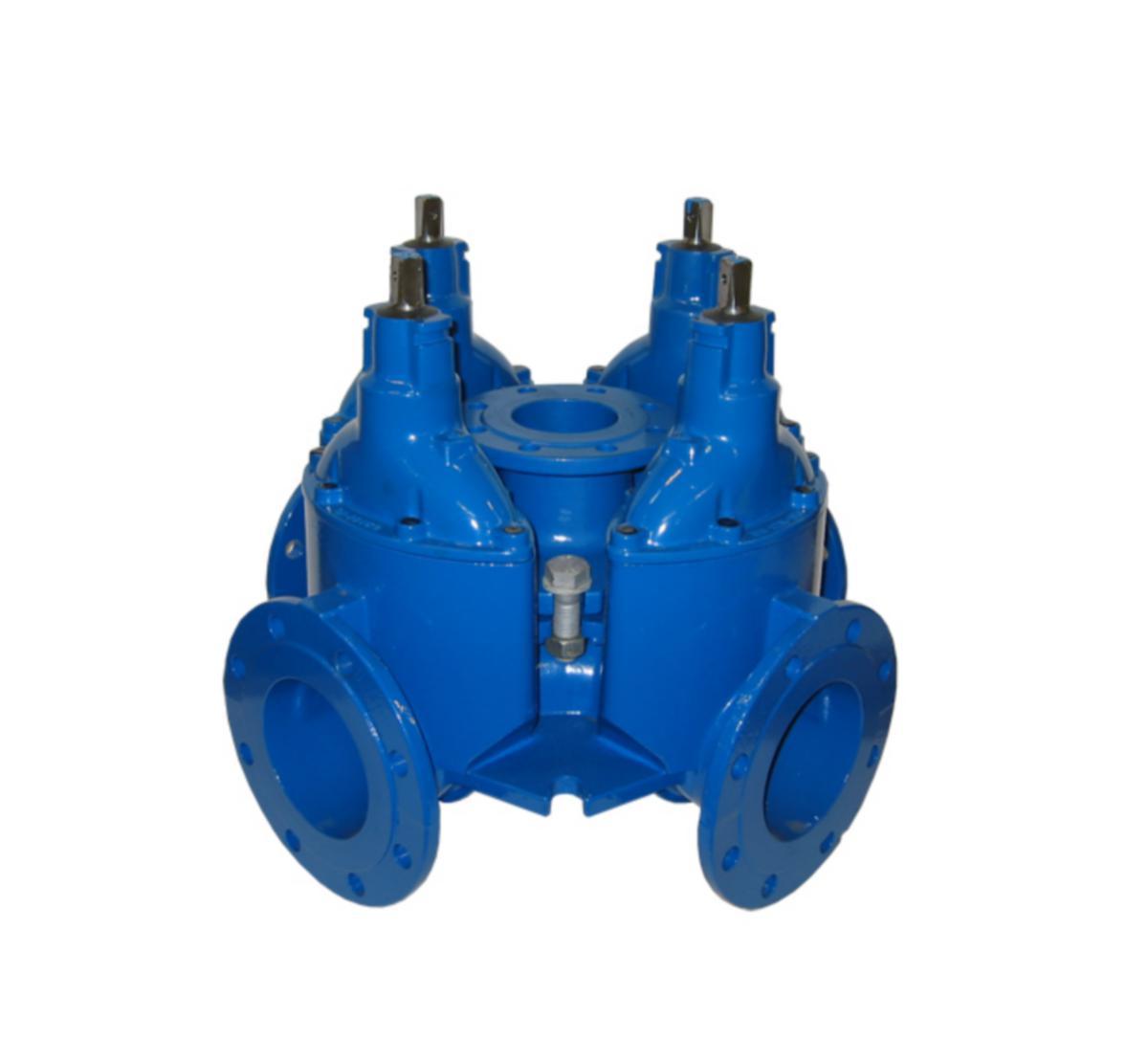 Combi kryss S-2340 m/4 ventiler u/serviceventil, høyre PN10 Ulefos - DN 150 ventilkryss 4/4 høyre u/serviceventil S-2340 PN10