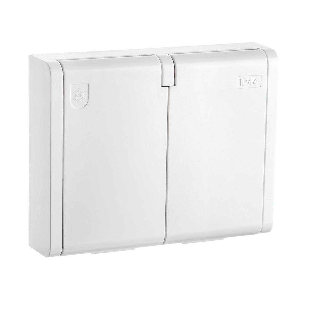 Stikk if ip44 dobbel m/j hvit - stikk sg® dobbel m/j ip4...