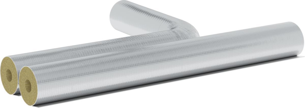 Universalrørskål med tape, Rockwool - 28-20 universal rørskål m/alu Lng = 1 mtr  (30mtr/krt)