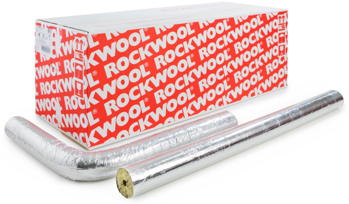 Universalrørskål med tape, Rockwool - 18-30 universal rørskål m/alu Lng=1 mtr 24 mtr/krt