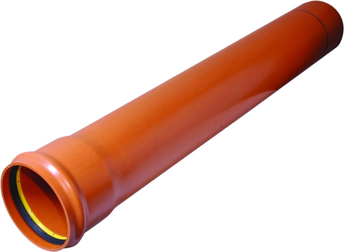 110 mm pvc avløpsrør rødbrun sn8 m/sewerlock lgd. = 6 mtr...