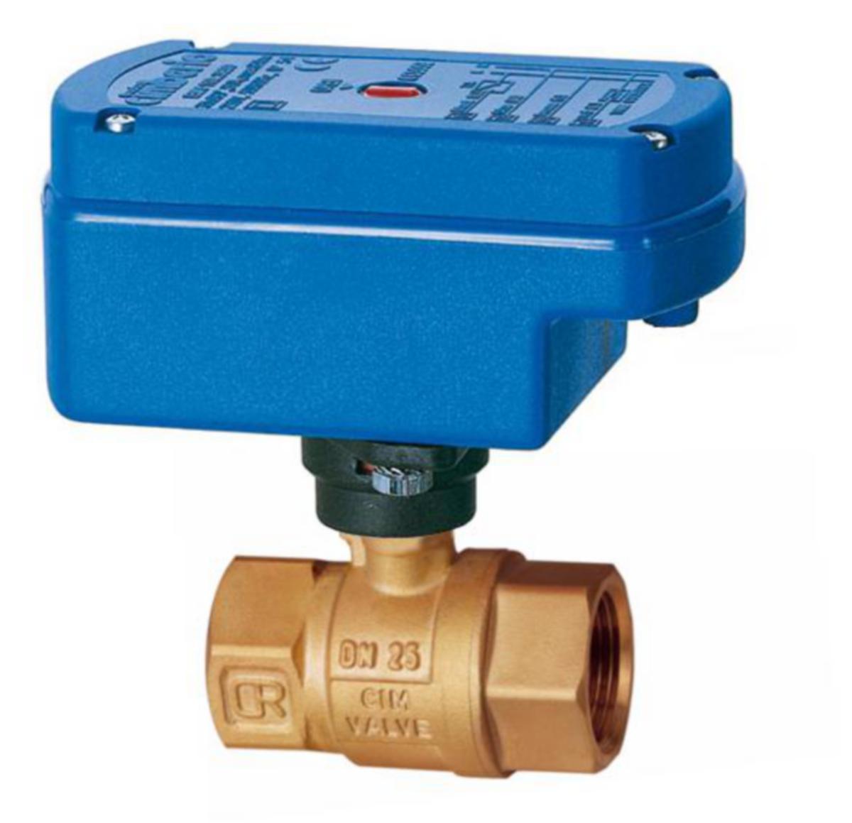 Kuleventil i messing med aktuator, CIM 602 RECR - 1" kuleventil m/el.aktuator 230V C 602RE/CR