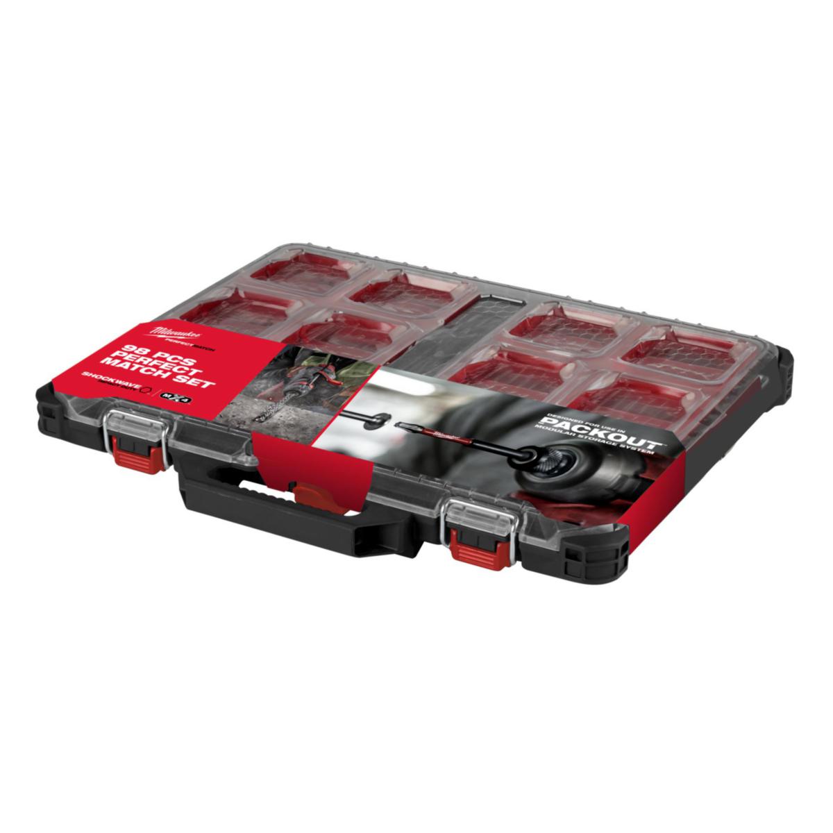 Bor- og bitssett Milwaukee PO 98P - Bor- og bitssett Packout Milwaukee 98 deler