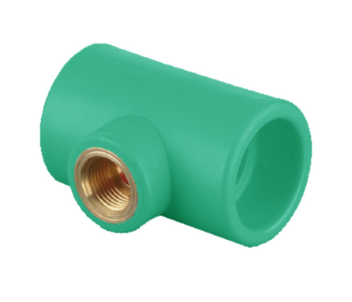 T-rør med innvendig gjenge, Blue pipe / Green pipe og tappevann - 40x1"x40 innv. Overg.T-rør Bluepipe for kjøling og varme