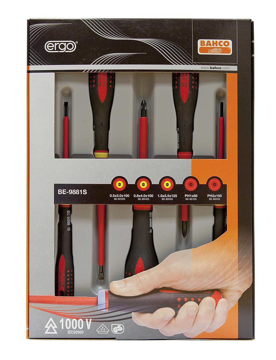 Skrutrekkersett Bahco BE-9881S / BE 9882S - Skrutrekkersett BE-9881S Ergo Bahco SL PH 5 deler 1000V