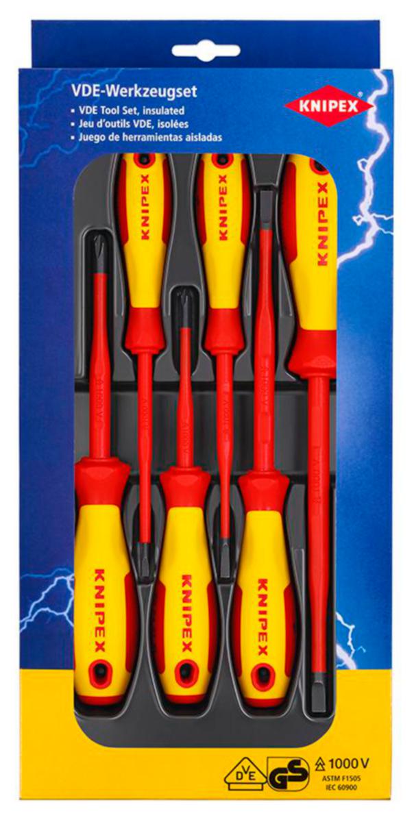 Skrutrekkersett Knipex 002001 V02 1000V - Skrutrekkersett 002001 V02 Knipex 6 deler SL/PH 1000V
