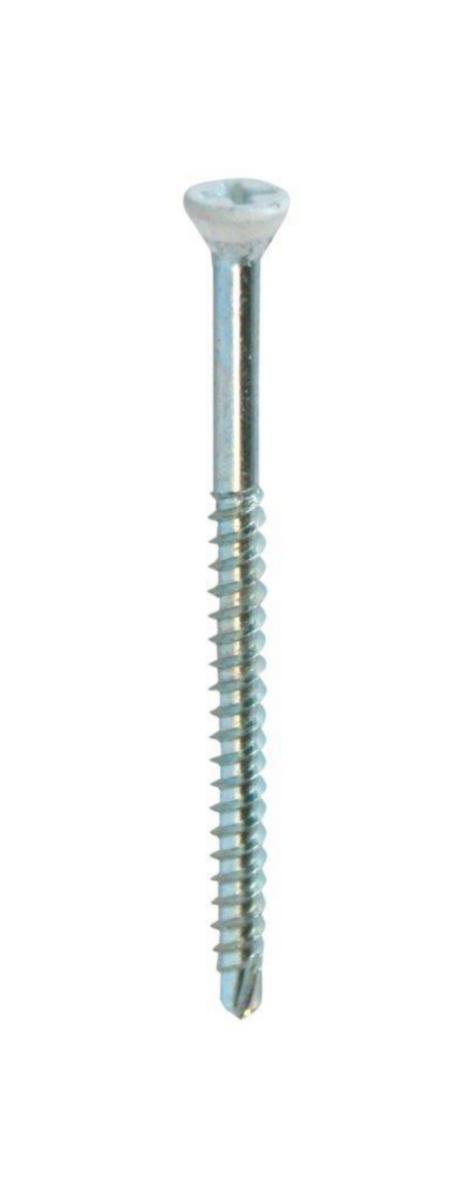 Sokkelskrue Grabber med borspiss - Gulv/Listeskr 3.8X42 hvit PH Grabber stål/tre 17JD 100pk