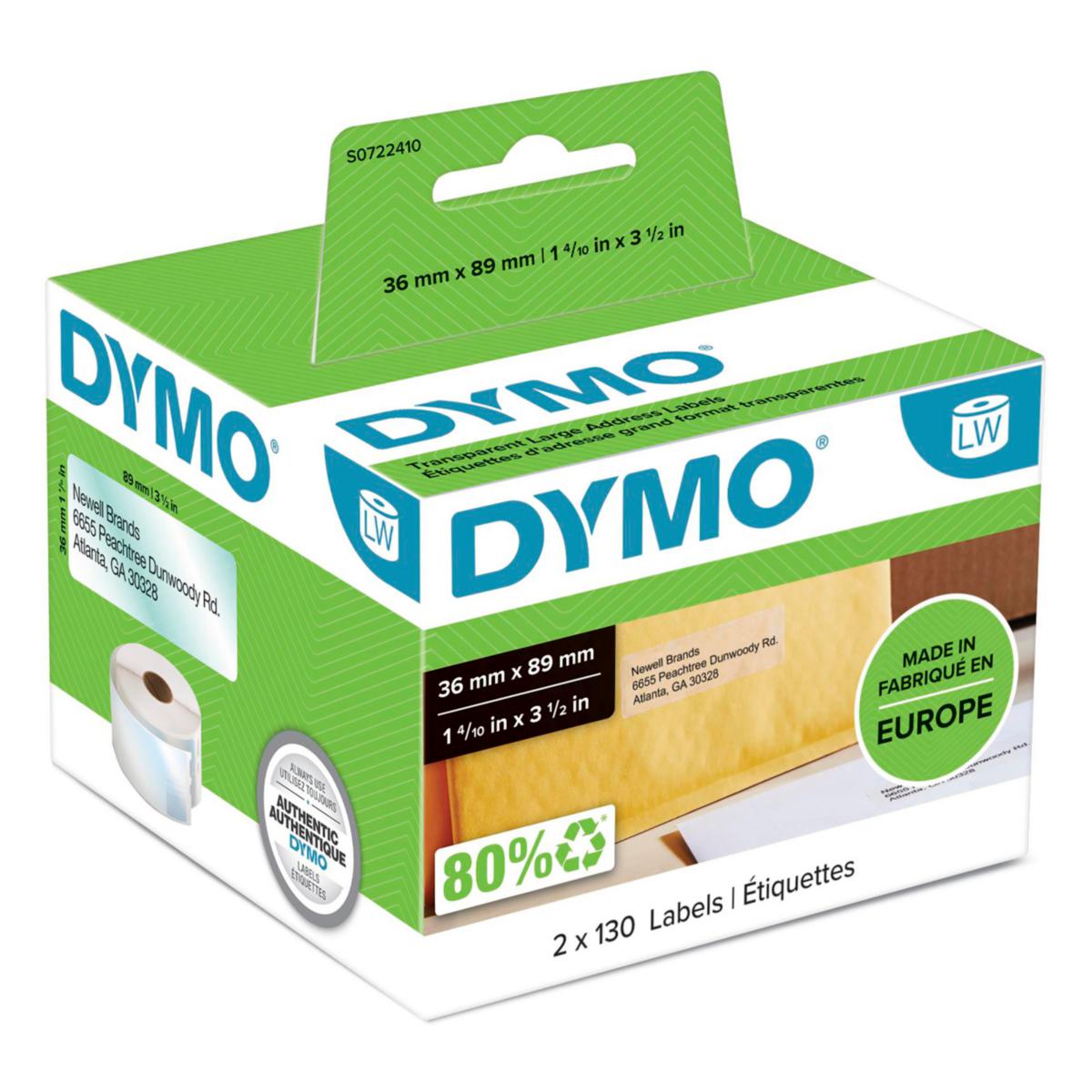 Etikett Dymo Frakt - Etikett Adresse Dymo 89x36mm klar (260) 99013