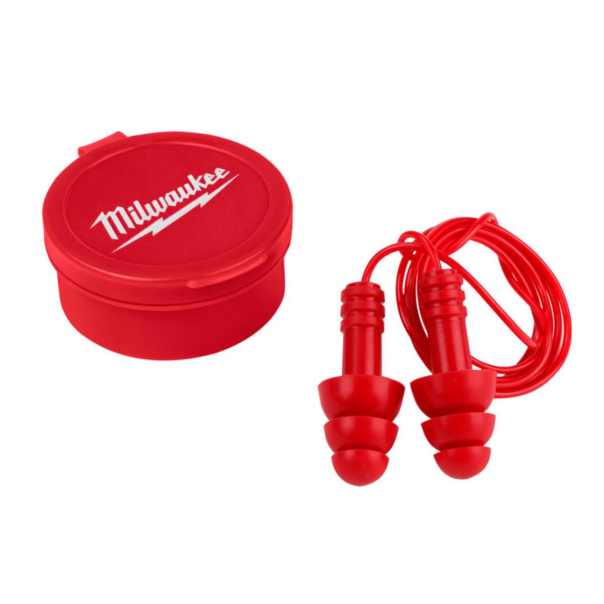 Ørepropper Milwaukee m/snor 3pk - Øreplugger i snor gjenbrukbar Milwaukee 3pk