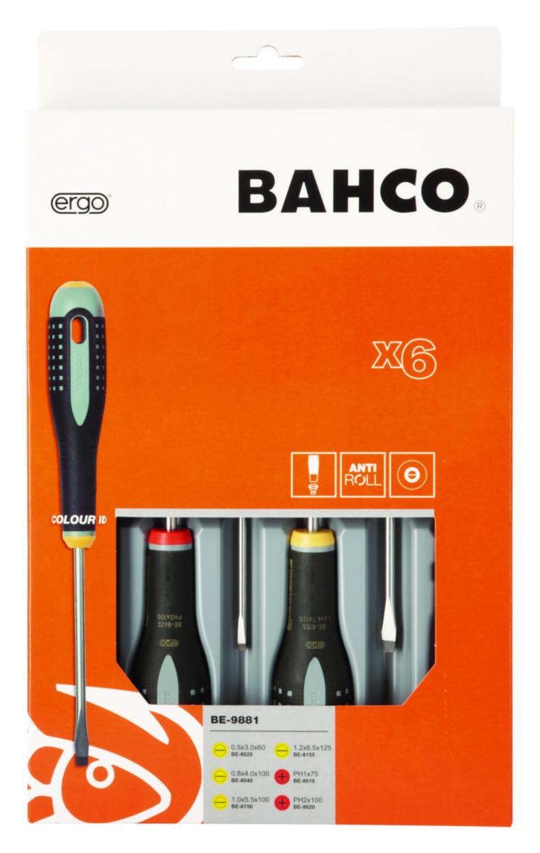 Skrutrekkersett Bahco BE-9881 - Skrutrekkersett BE-9881 Ergo Bahco SL PH 6 deler