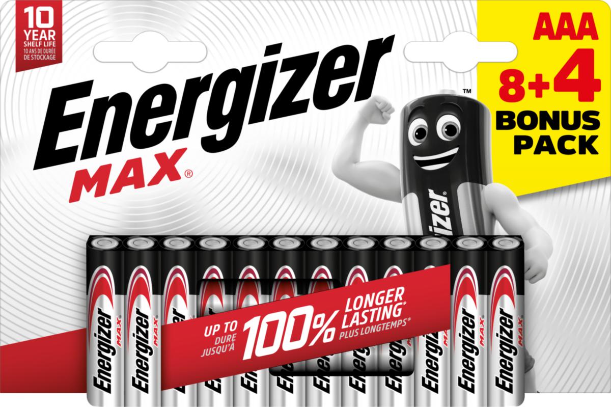 Batteri Energizer MAX 12-Pack - BATTERI Max Alk AAA CHP12 8+4 Max AAA/E92 BP12 (8+4)
