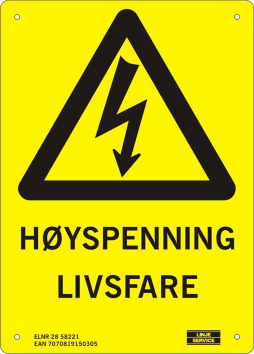 Varselskilt Linjeservice Høyspenning Livsfare - Varselskilt HN5 Høyspenning