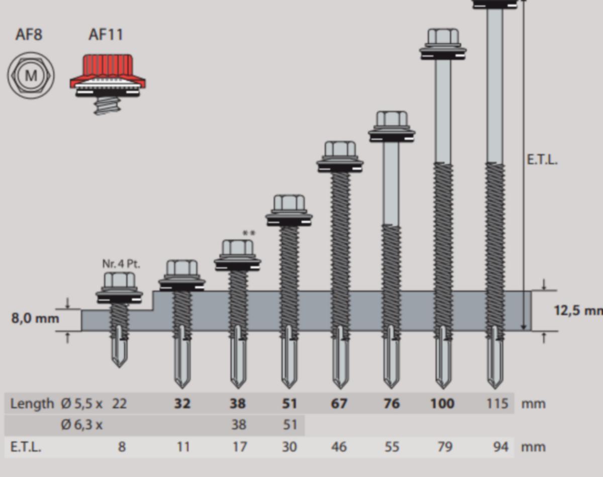 Mage Skrue PMJ Plate Stål - Mage Skrue Plate Stål PMJ 5.5x38 16-skive PK=500stk