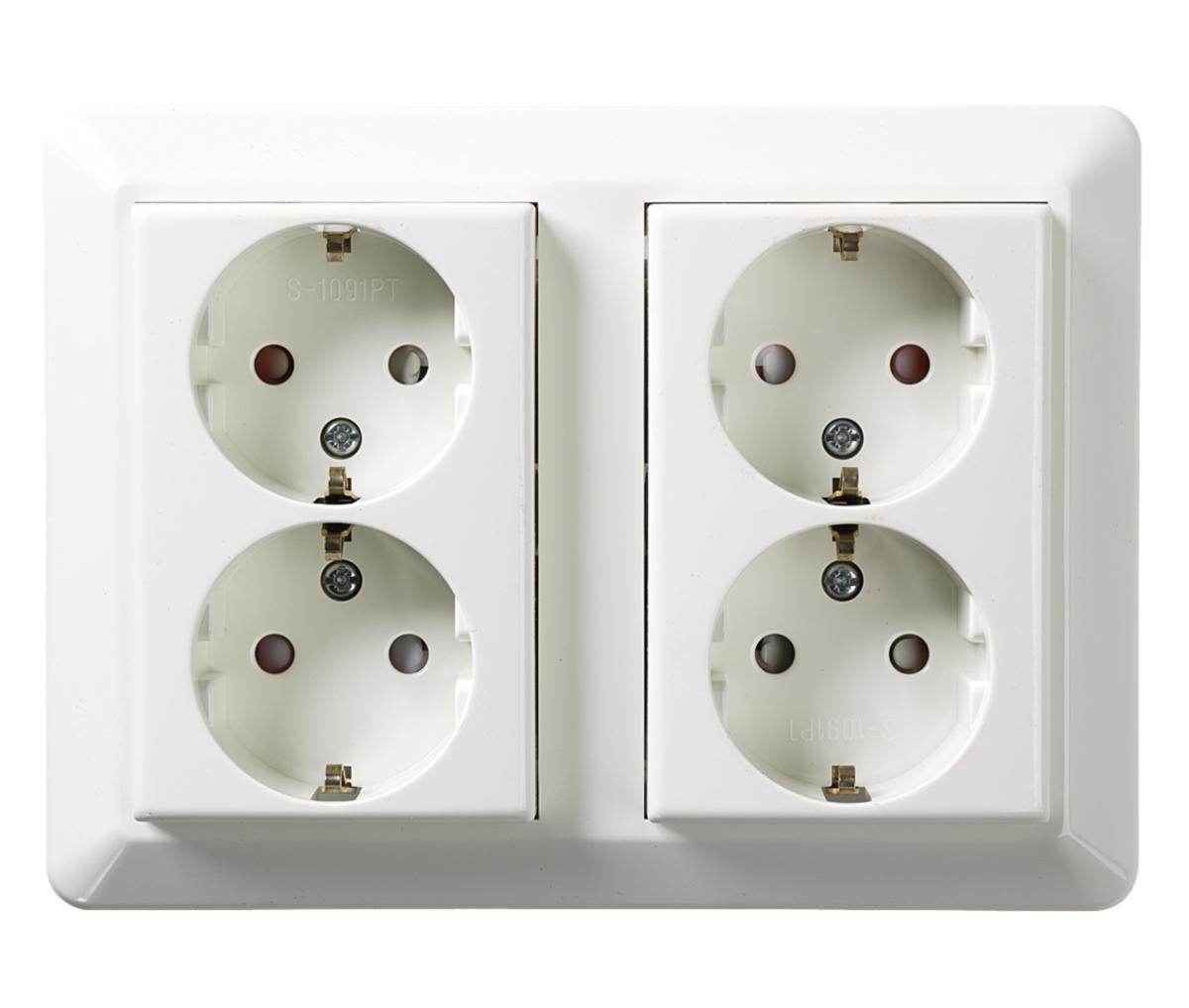 Stikkontakt Elko 4-veis m/jord innfelt - 3504 4-veis m/j/barneven.i PH PH