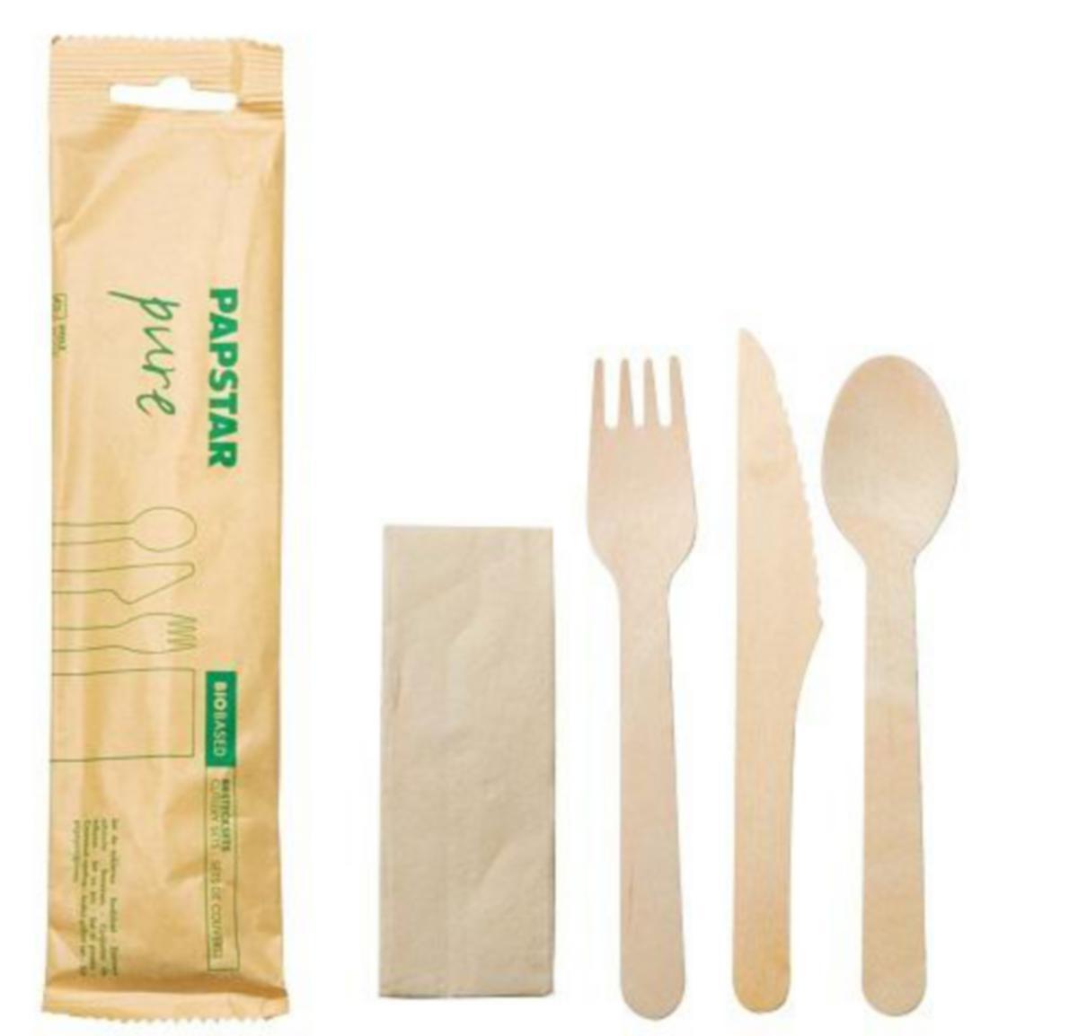 Bestikkpose Papstar Pure m/serviett - Bestikkpose Pure 3 deler Papstar m/serviett tre 50pk