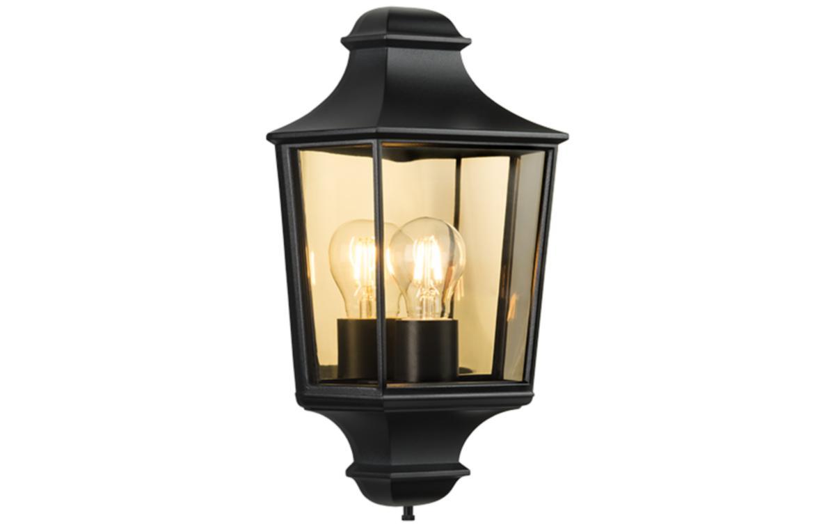 Veggarmatur Sg® Hamlet røkfarget glass - Hamlet sort 4W LED