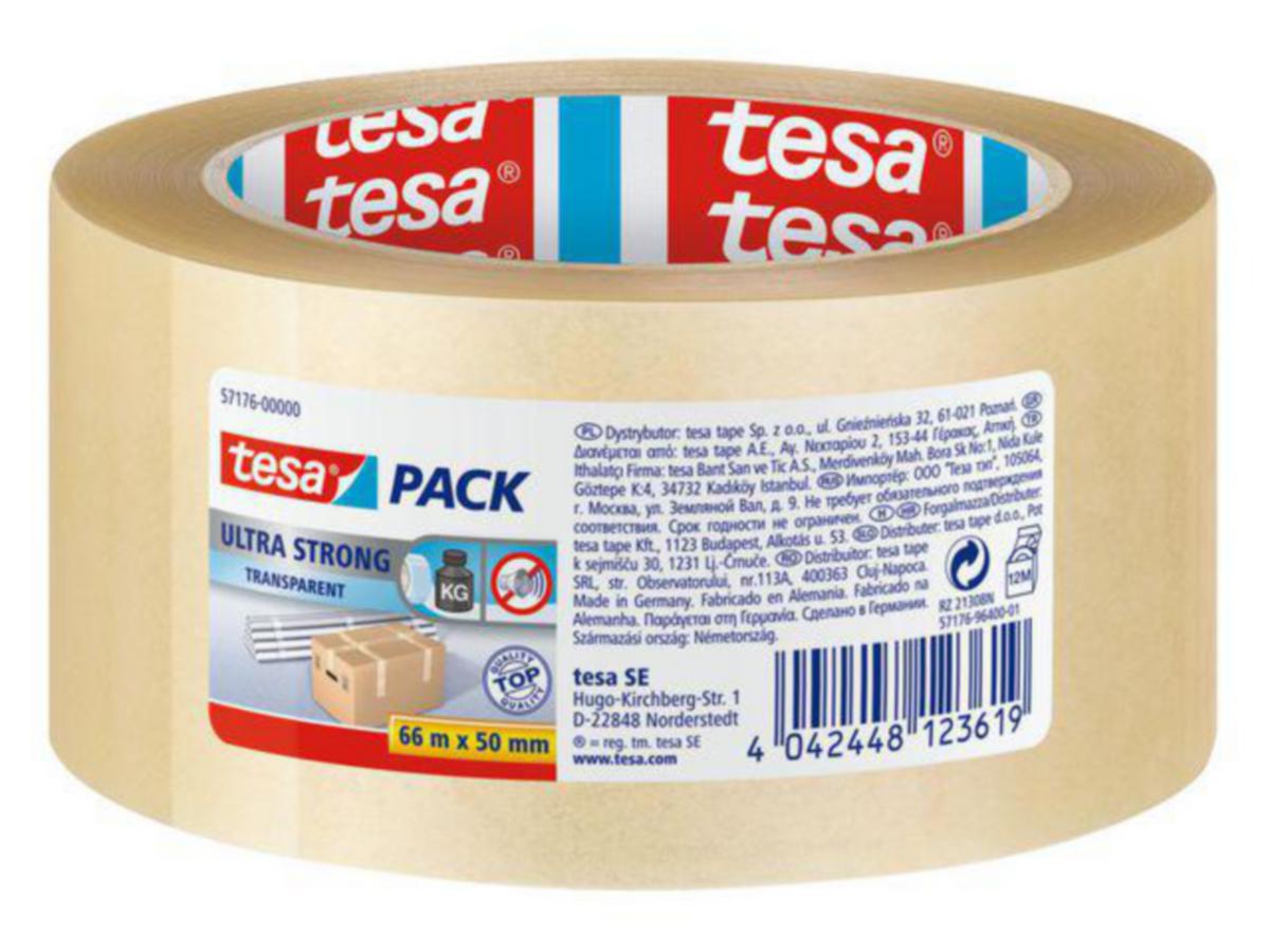 Pakketape tesapack® Ultra Strong - Emballasjetape Ultra Strong Tesa 50mm x 66m klar