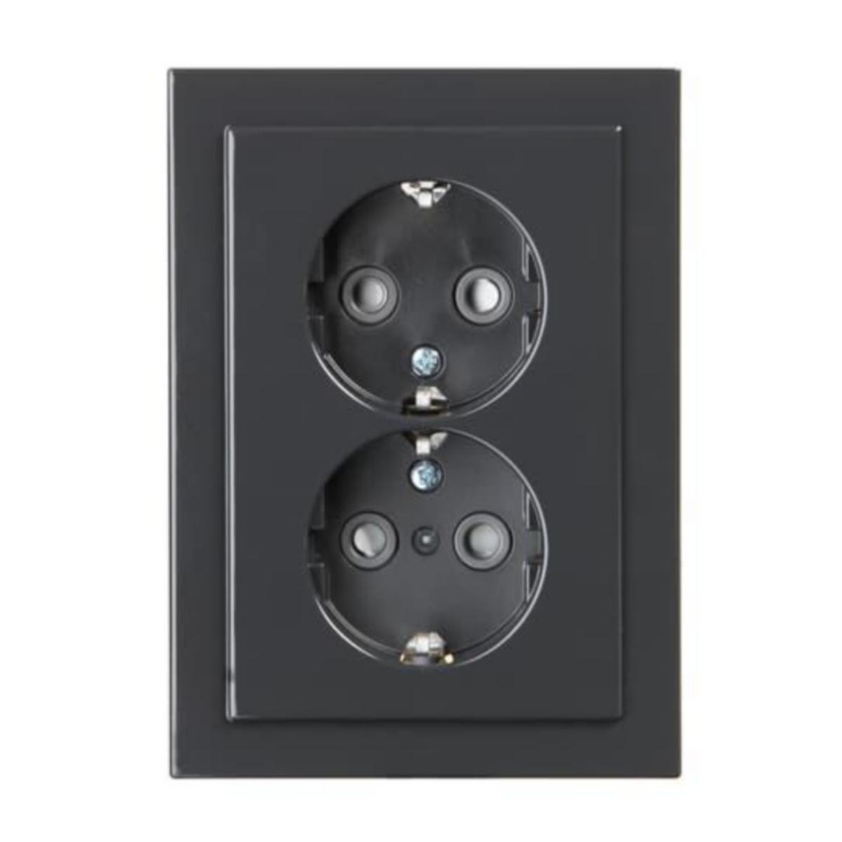 Stikkontakt Impressivo Innfelt Dobbel Lav 1,5 Svart - IM I. DBL LAV STIKK 1.5 ANT 