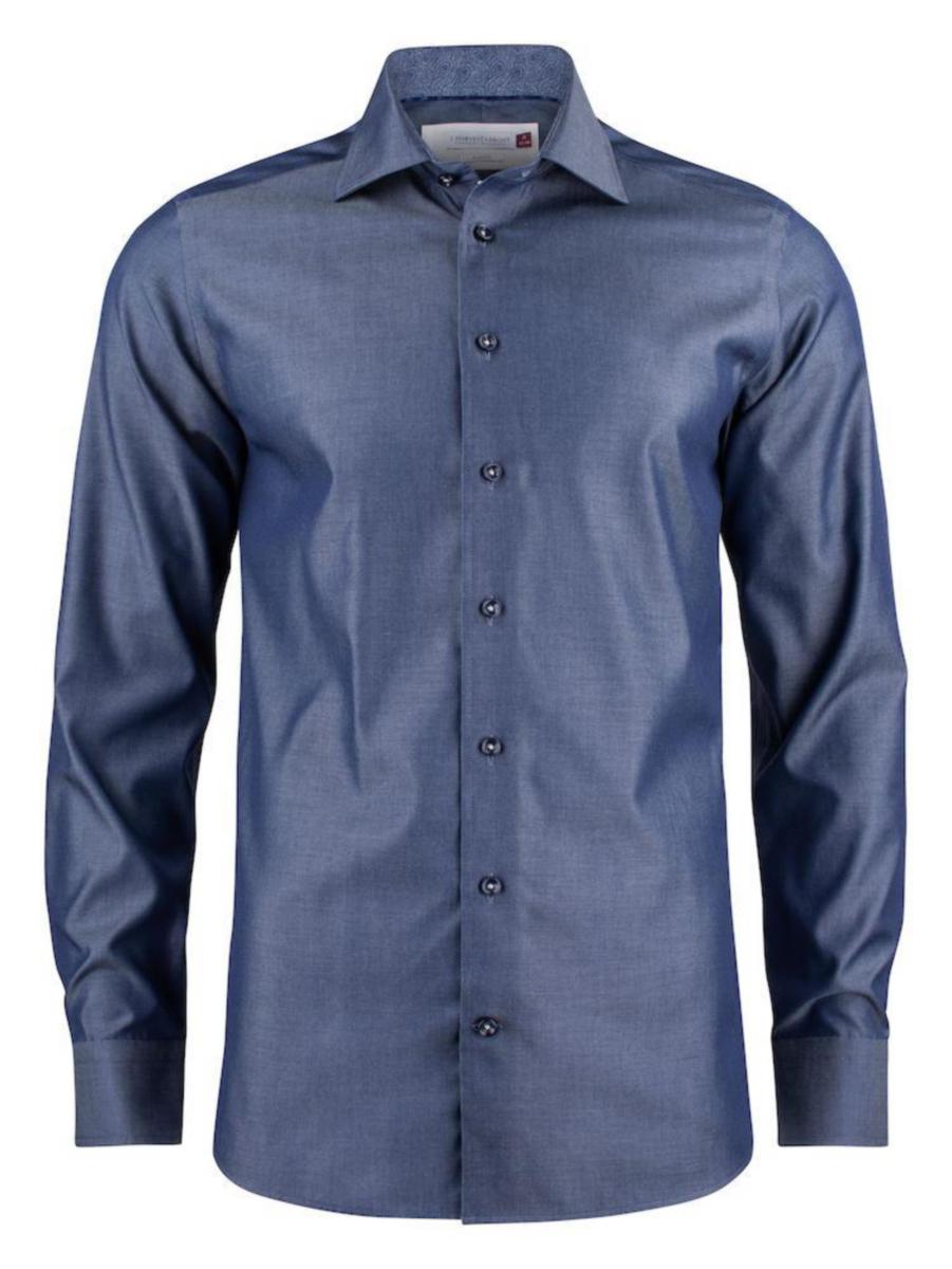 Skjorte J.H&F Red Bow 120 Slim Fit - Skjorte J.H&F Red Bow 120 slim fit indigo str L