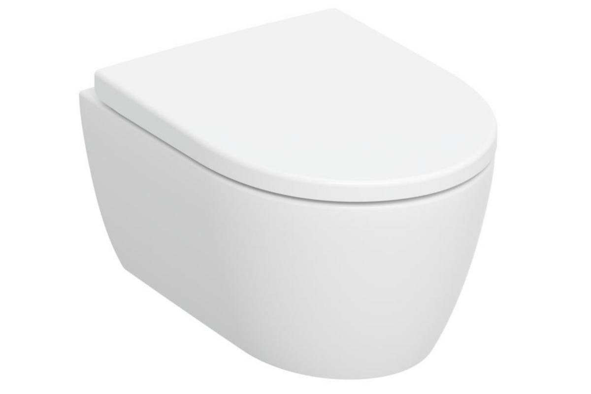 Veggskål iCon kompakt Rimfree, Geberit - Geberit iCon veggskål kompakt m/sete Rimfree TF hvit