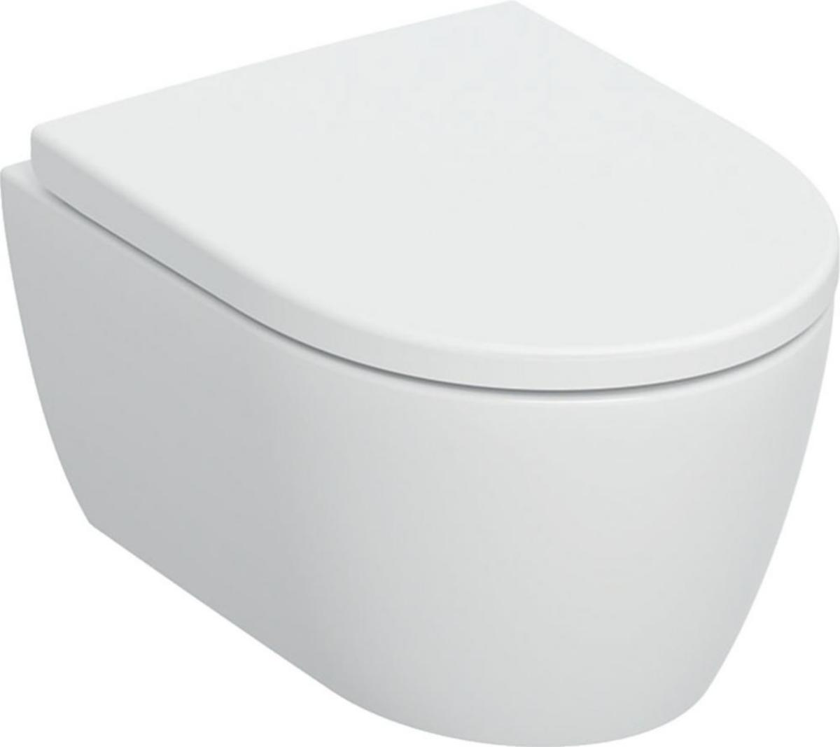 Veggskål iCon kompakt Rimfree, Geberit - Geberit iCon veggskål kompakt mathvit m/sete TB Rimfree SCQR